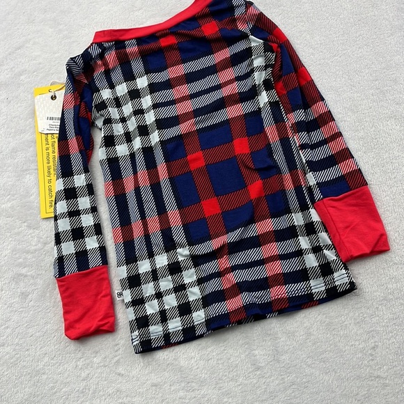 NEW Bums And Roses 2T Bamboo Red And Blue Plaid Pajama Top - Picture 5 of 6
